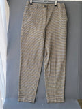 Pantalon carotte pied-de-poule marron et bleu