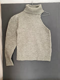 Pull asymétrique une épaule à col roulé vert sauge