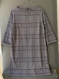Robe droite prince-de-galles marine et rouge