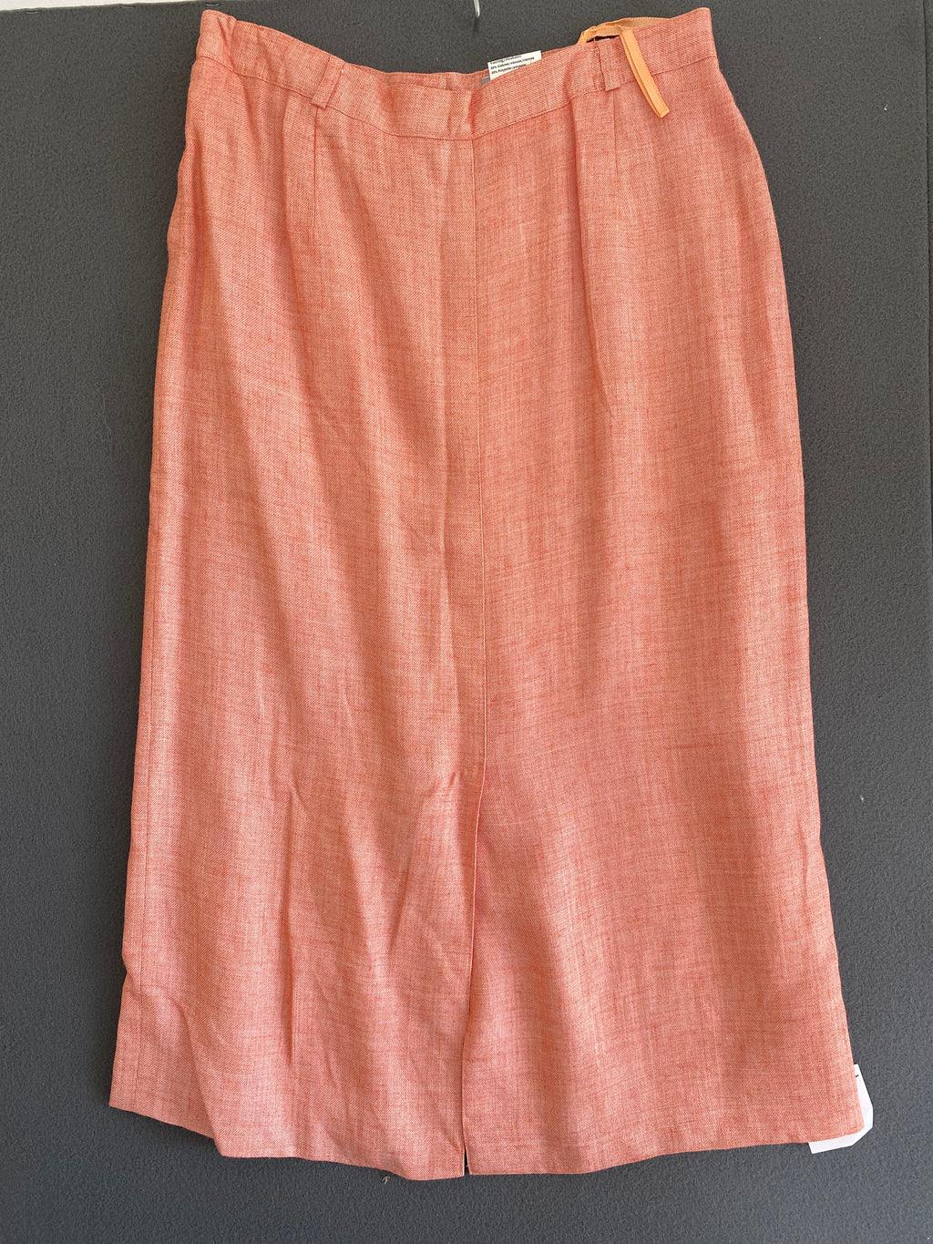 Jupe midi droite corail chinée fendue