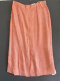 Jupe midi droite corail chinée fendue