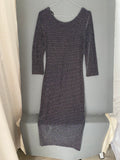 Robe midi noire scintillante à manches 3/4