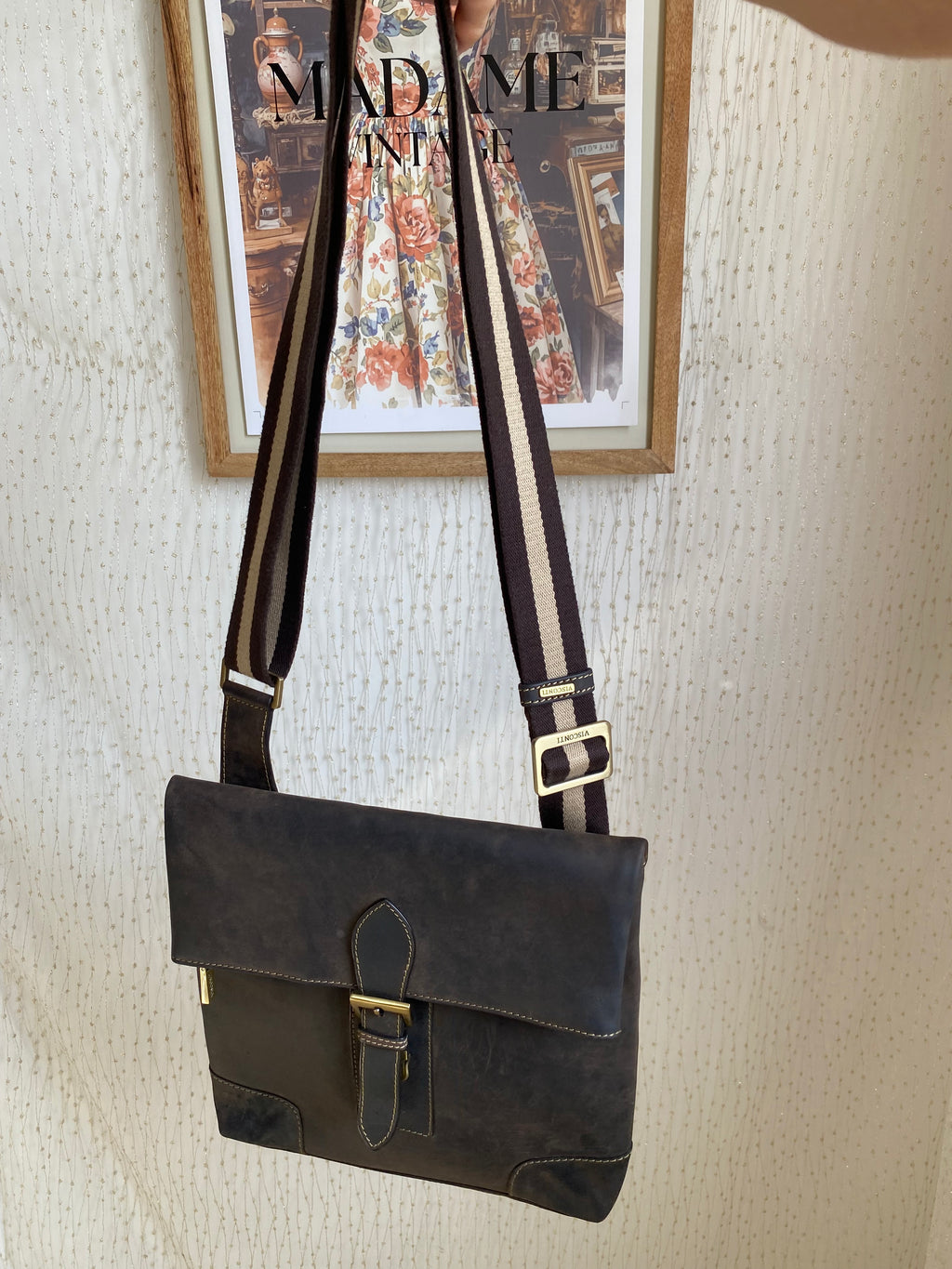 Visconti leather messenger bag