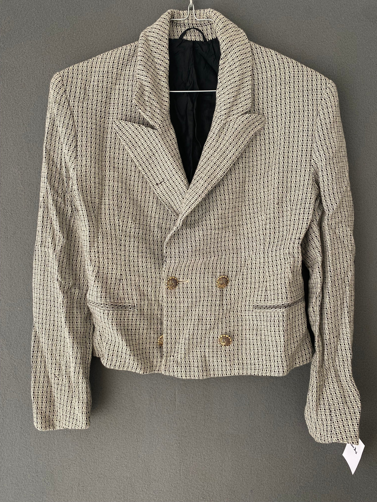 Veste courte croisée en tweed écru