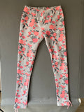 Legging gris à fleurs corail