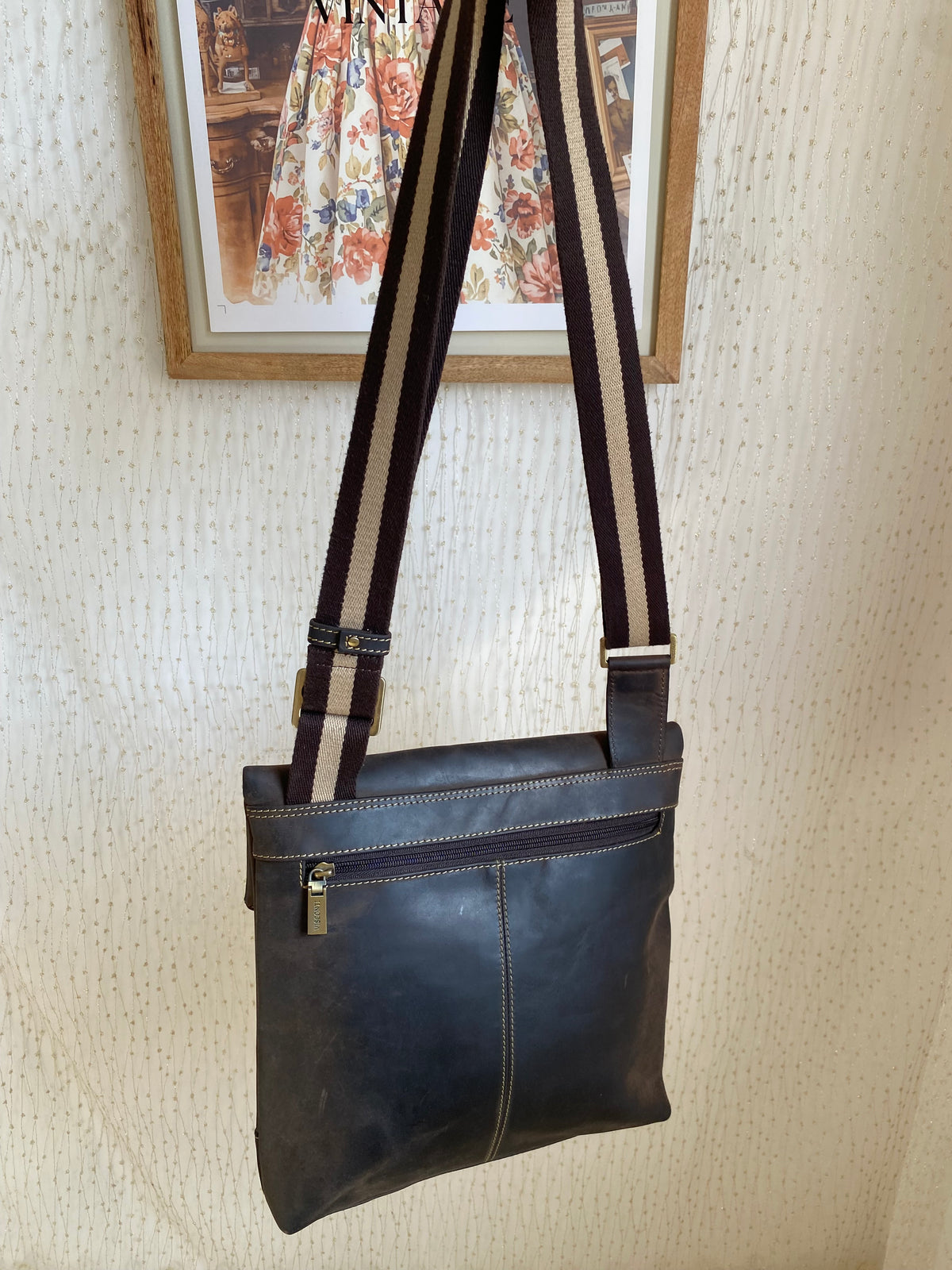 Visconti leather messenger bag