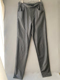 Pantalon enduit noir à taille élastique