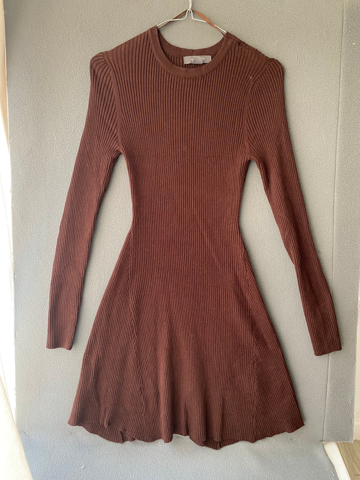 Robe patineuse côtelée marron chocolat