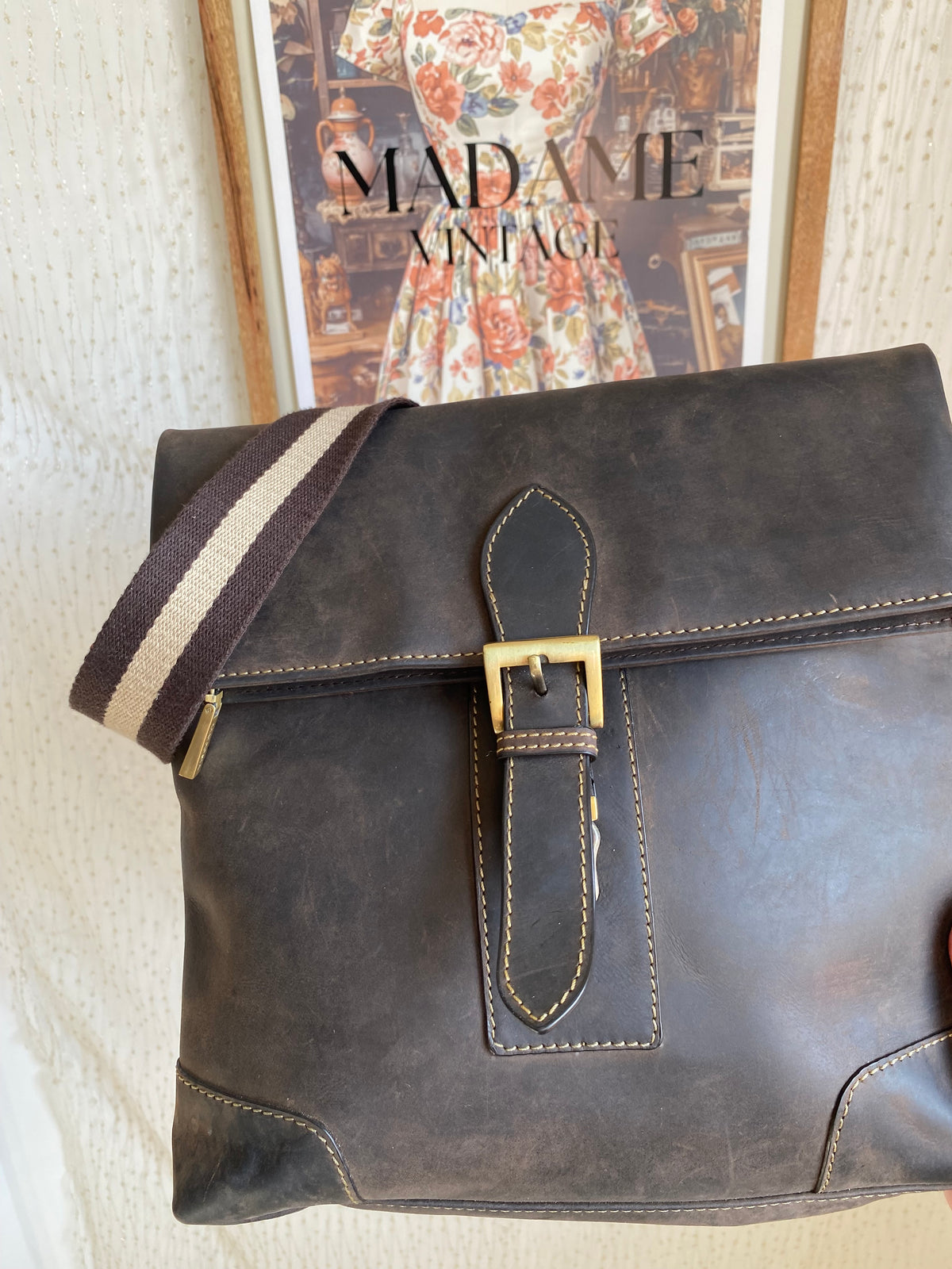 Visconti leather messenger bag