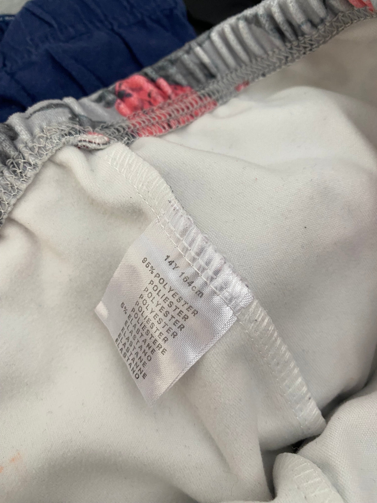 Legging gris à fleurs corail