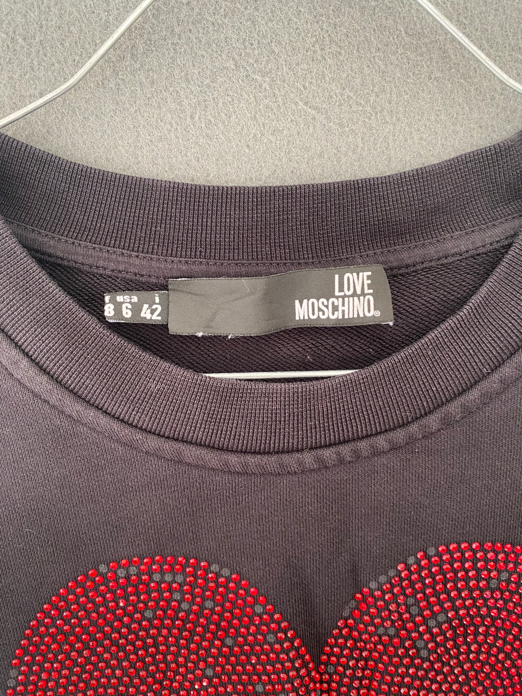 Sweat Love Moschino cœur en strass