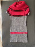 Robe pull rose et grise à cœurs et col bénitier