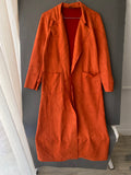 Manteau long en suédine orange rouille