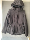 Parka softshell noire à capuche et taille coulissée