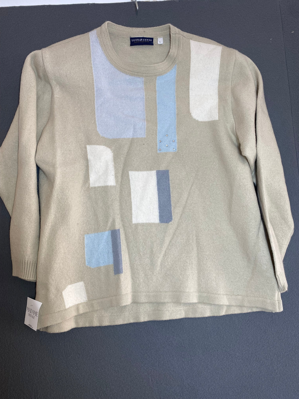Pull beige à motifs géométriques Your 6th Sense