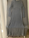 Robe longue côtelée grise délavée