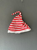 Bonnet bébé rayé rouge et blanc à nœud