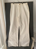 Pantalon large écru taille haute