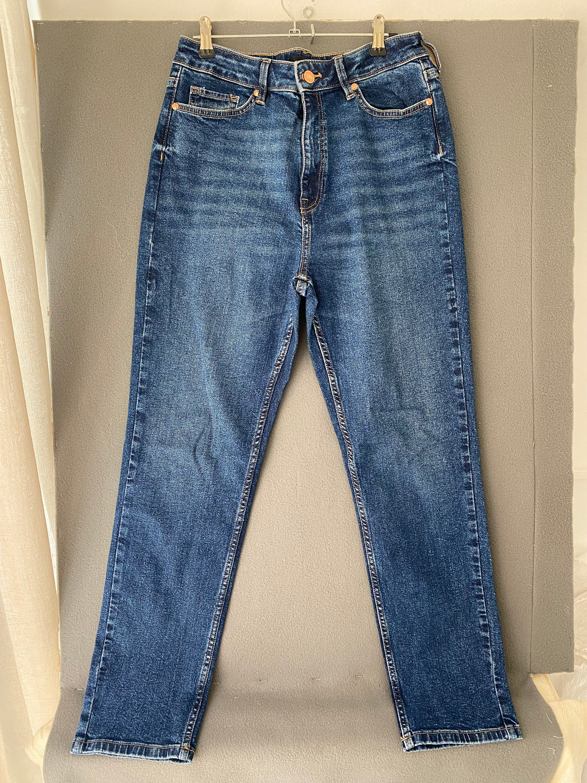 Jean mom bleu foncé taille haute