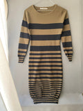 Robe pull rayée kaki et noir
