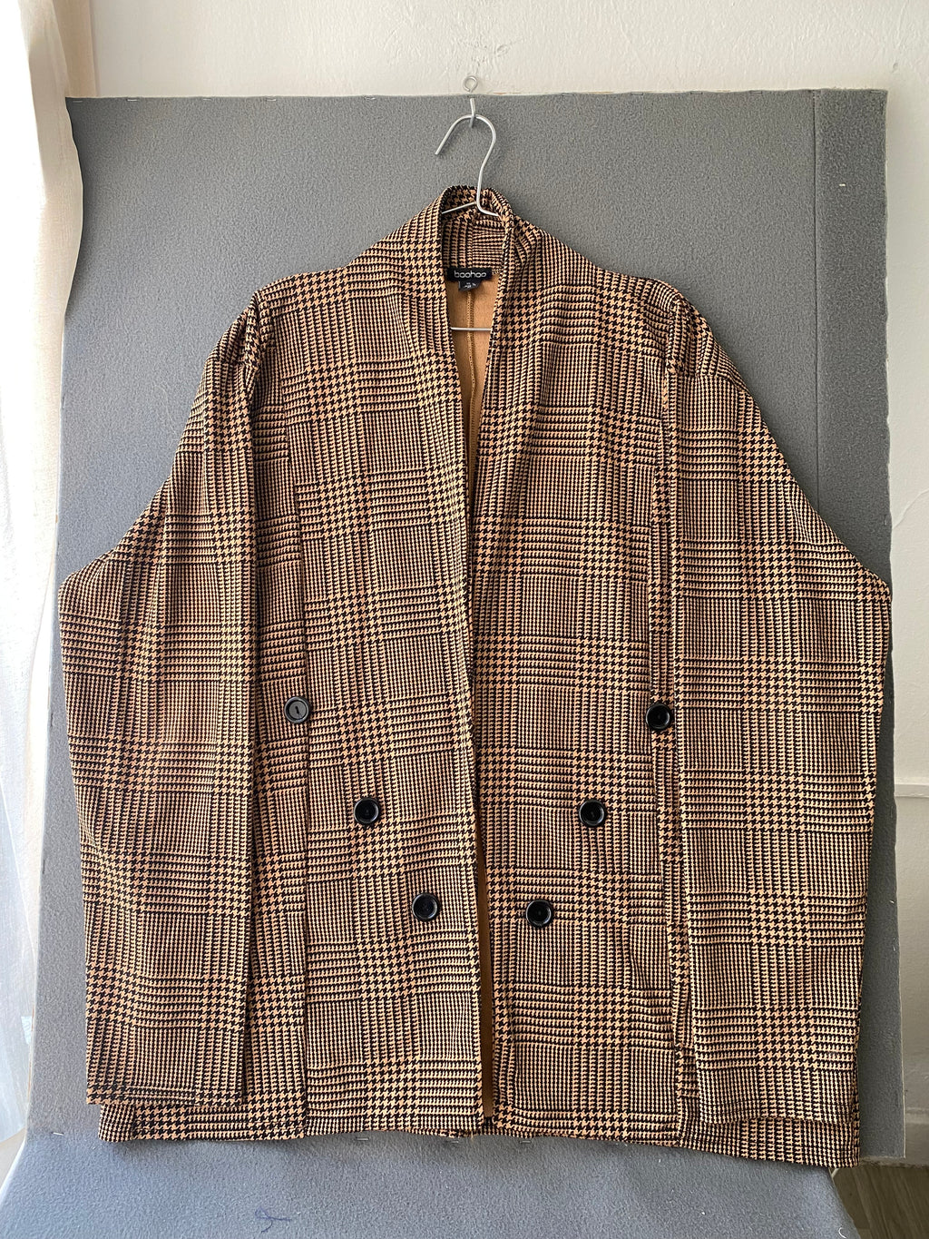 Blazer croisé prince-de-galles camel