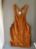 Robe salopette en velours côtelé camel boutonnée