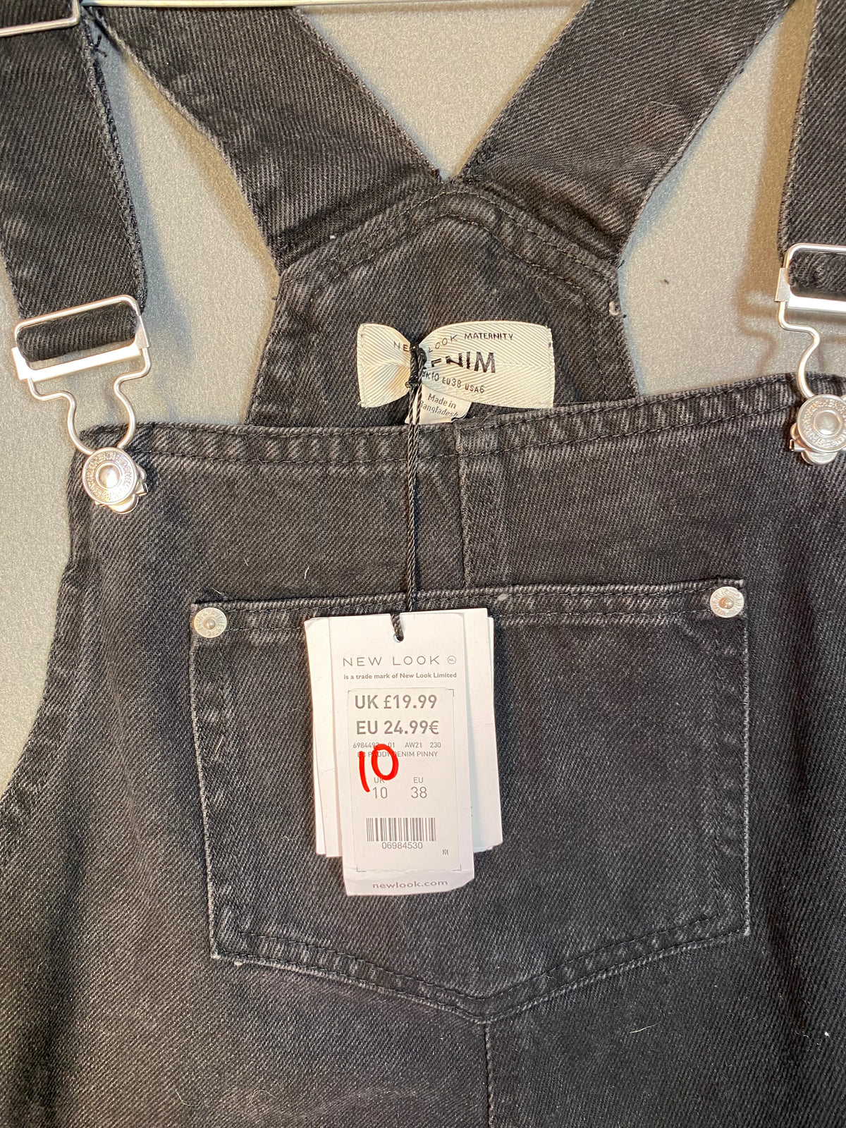Robe salopette en jean noir délavé