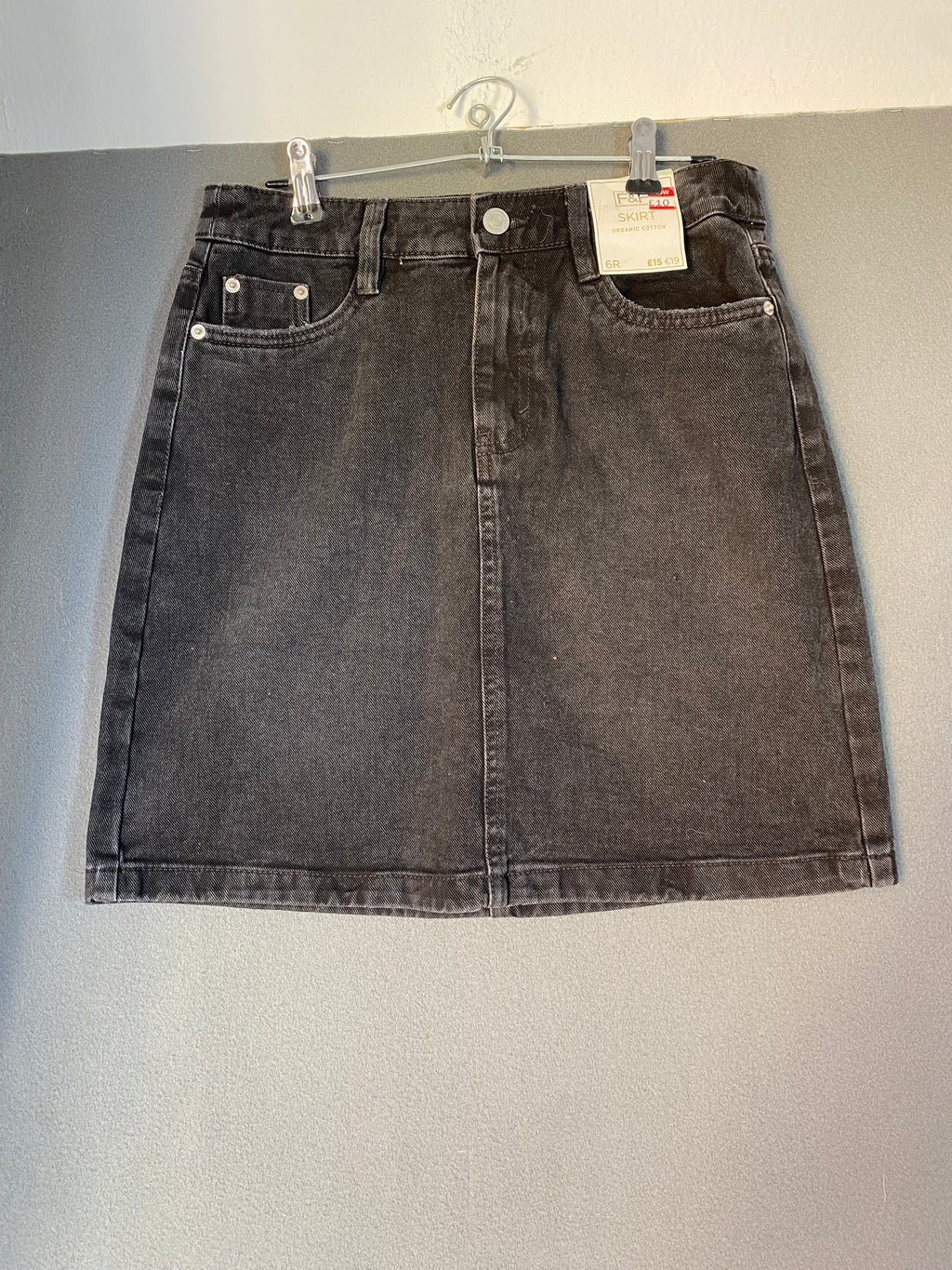 Jupe en jean noir délavé en coton bio