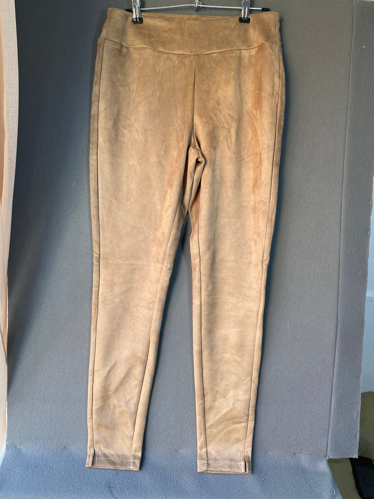 Legging en suédine camel taille haute