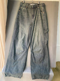 Jean baggy délavé vert-gris