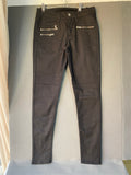 Pantalon slim noir à zips décoratifs