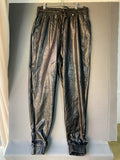 Jogger en simili cuir noir à cordon