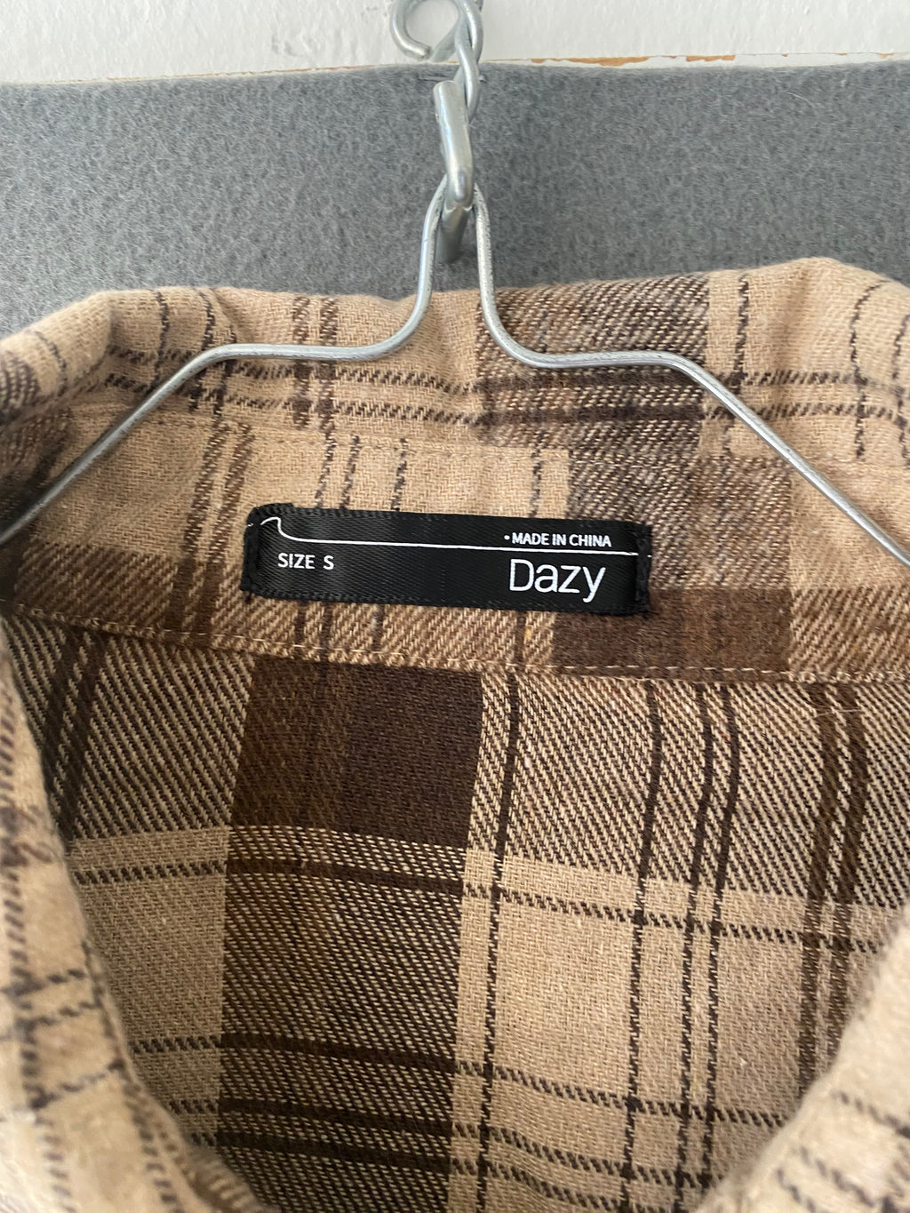 Chemise oversize à carreaux marron et beige