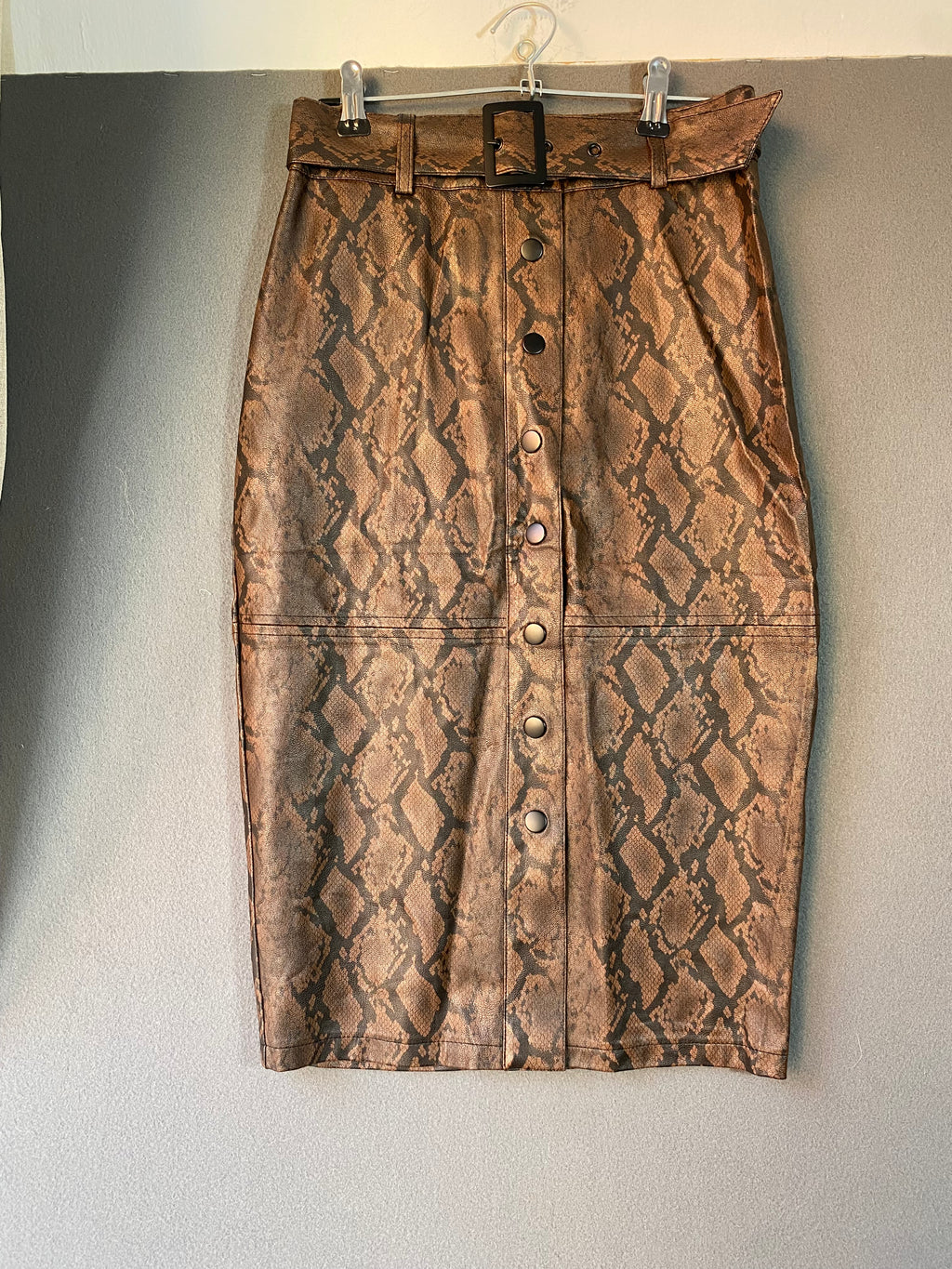 Jupe crayon imprimé python à ceinture