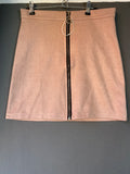 Mini-jupe en suédine rose à zip anneau