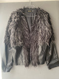 Veste bi-matière fausse fourrure et simili cuir noire