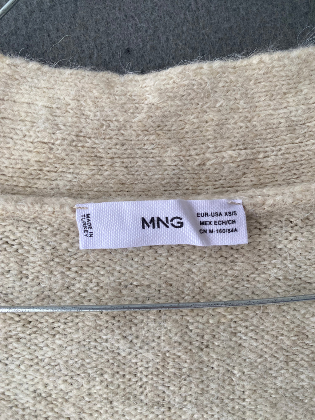 Gilet kimono beige à lien à nouer