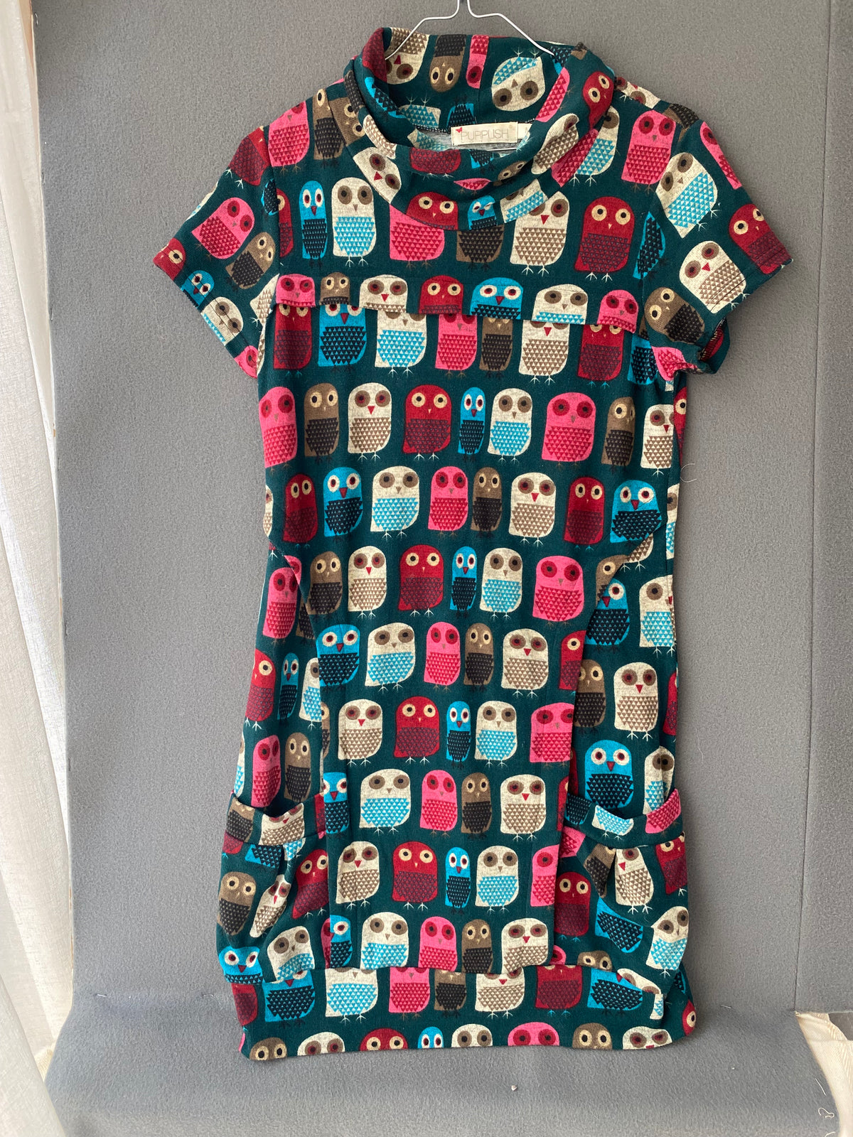 Robe imprimé hiboux à manches courtes