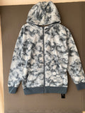 Sweat zippé à capuche effet marbré bleu