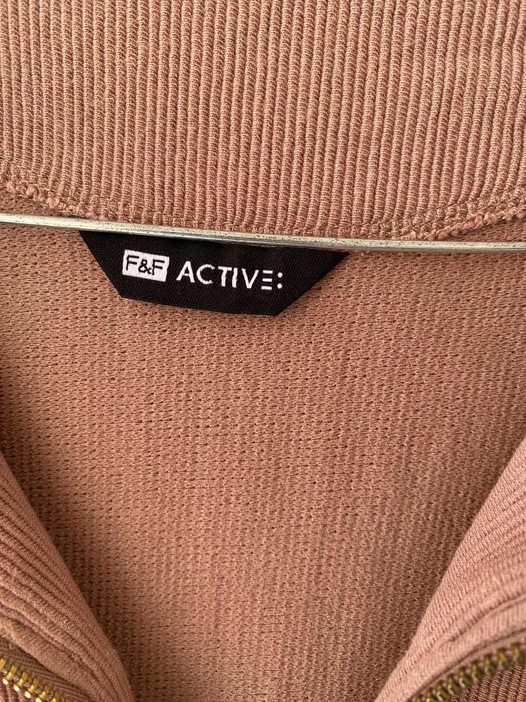 Sweat demi-zip côtelé rose poudré
