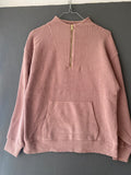 Sweat demi-zip côtelé rose poudré