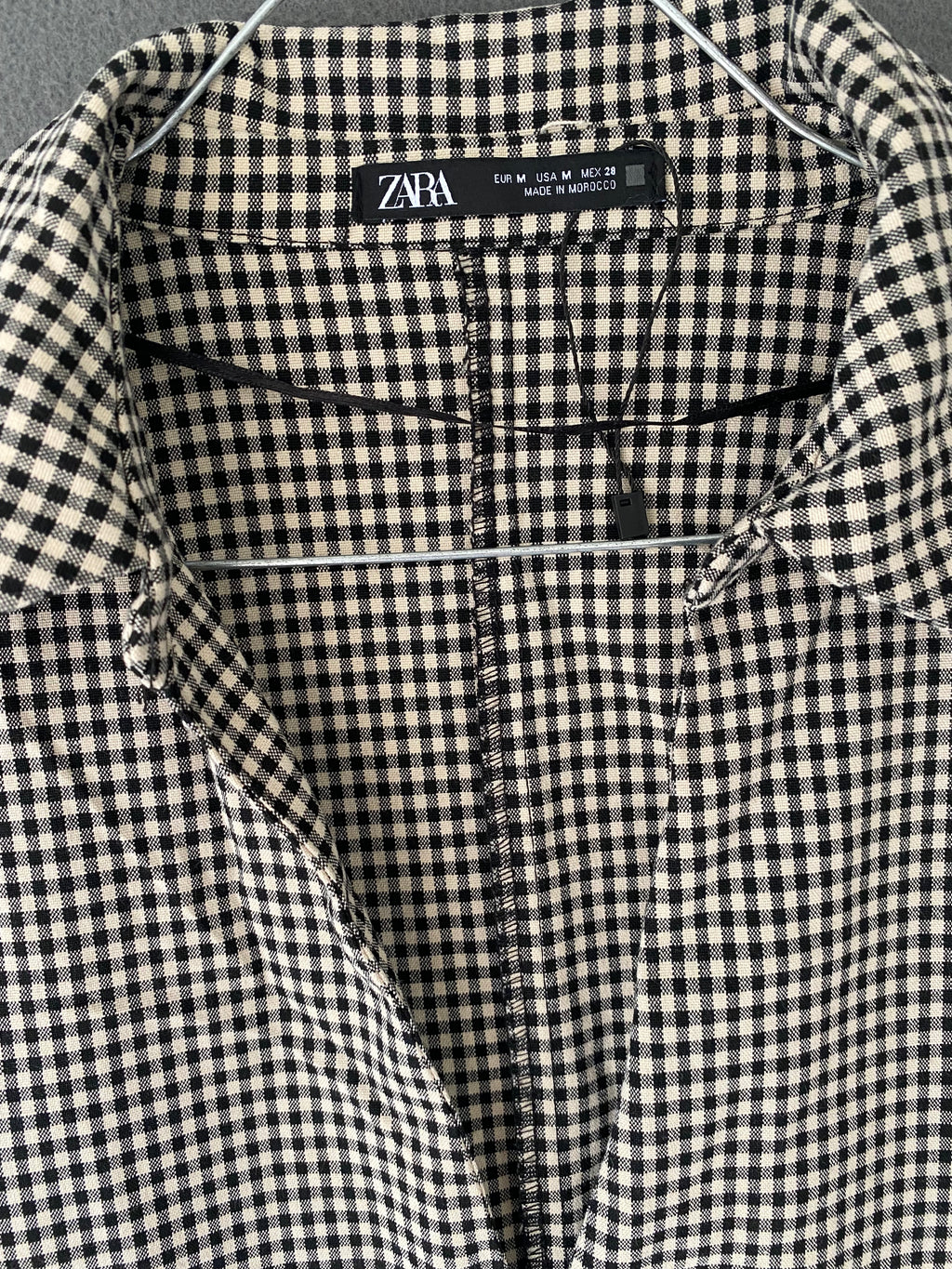 Robe chemise vichy noir et écru