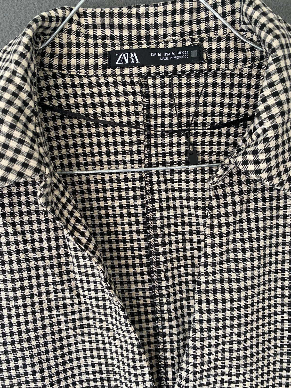 Robe chemise vichy noir et écru