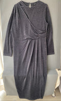 Robe midi noire pailletée drapée