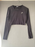 Crop top de sport noir à manches longues