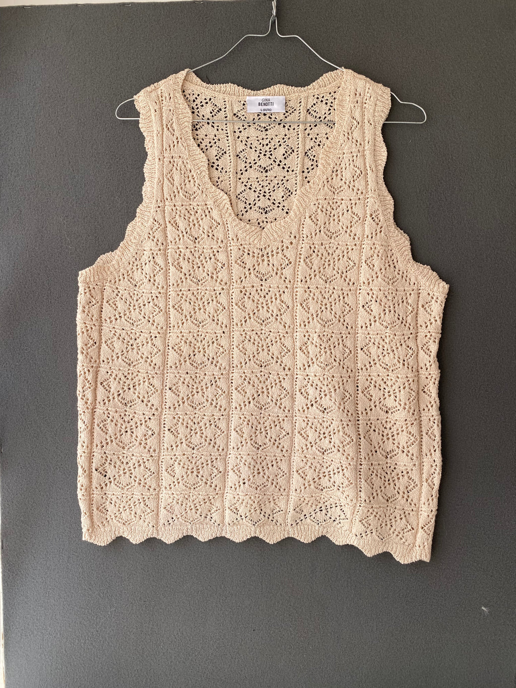 Débardeur en maille crochet écru