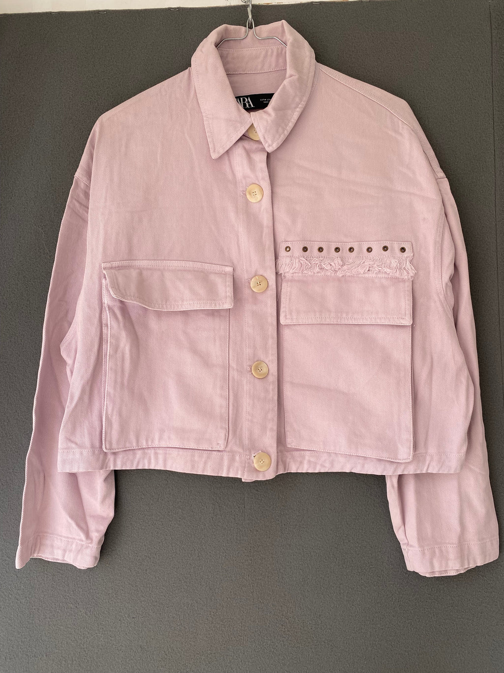 Veste courte en jean lilas