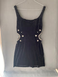 Robe en velours noire à découpes et strass