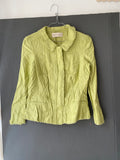 Veste cintrée vert anis à bords frangés