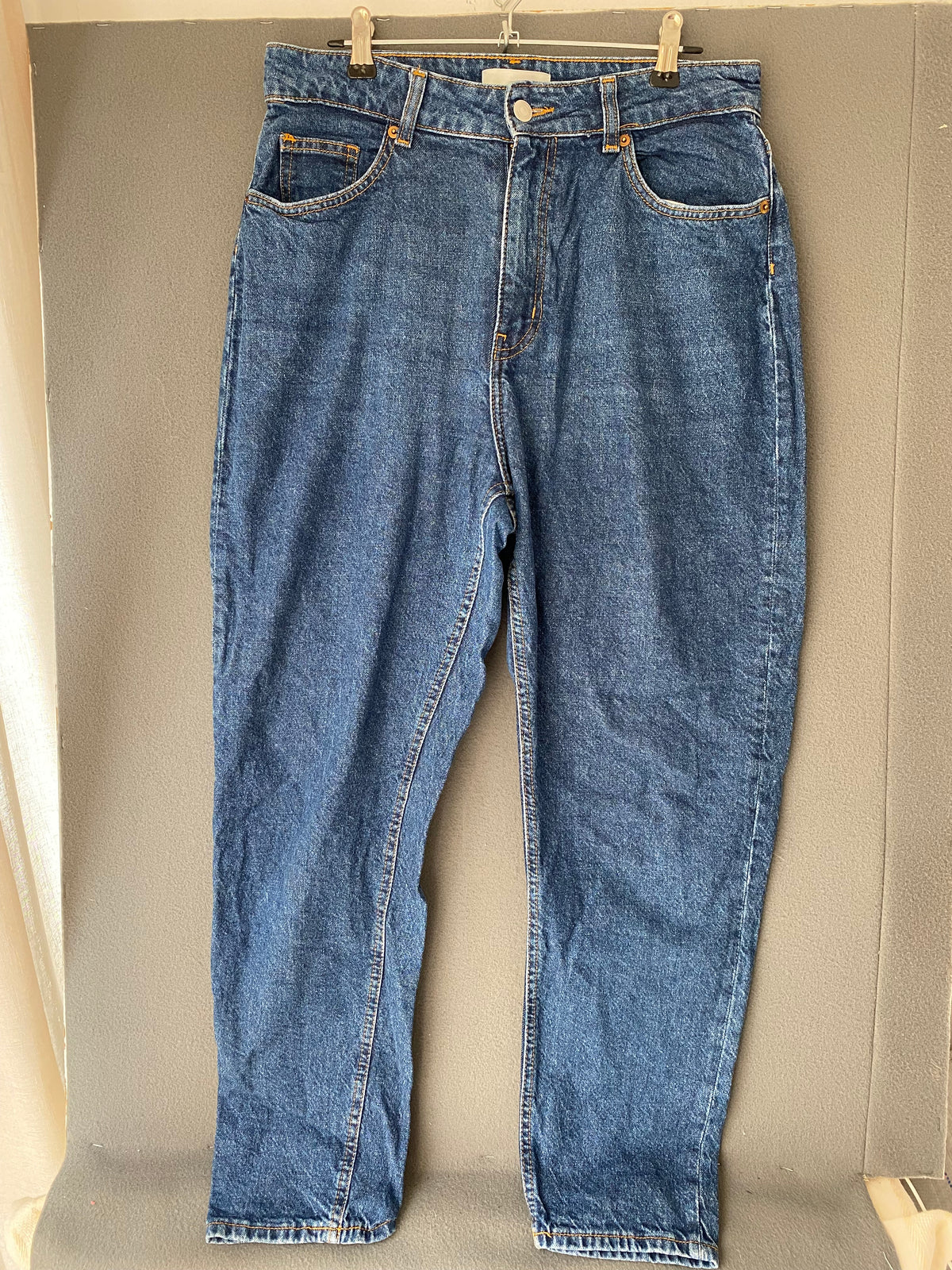 Jean mom bleu brut taille haute